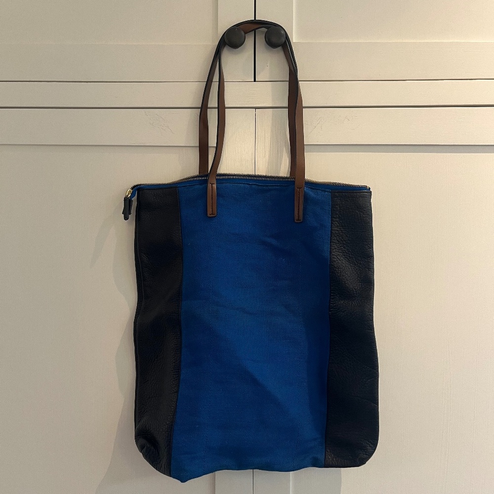Blue and Black Tote Bag